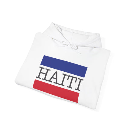 Haiti Pride Badge National Heritage Hoodie Everyday Haiti Collection Unisex Heavy Blend, Casual Wear, and Cultural Events
