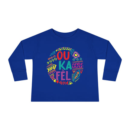Ou Ka Fè’l Toddler Long Sleeve Tee Colorful Motivational Haitian Kids Shirt Inspirational Creole Graphic Unisex Soft Cotton