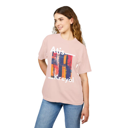 Atis Kreyòl Artistic Haitian T-Shirt Celebrate Haitian Creativity Bold Cultural Fashion Durable and Stylish Unisex Urban Heavy Tee - CreoleSizzle