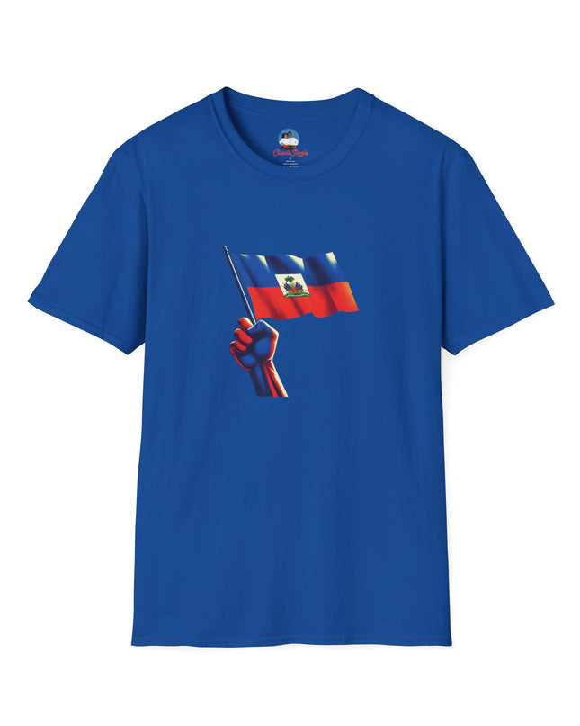 Flag Raised, Fist High — Haitian Pride Sweatshirt | Revolutionary Symbol Apparel, Heritage Crewneck, Black Empowerment Unisex T-Shirt