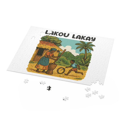 Lakou Lakay Haitian Courtyard Life Puzzle Nostalgic Creole Heritage Edition - CreoleSizzle