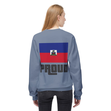 Proud Haitian Flag Street Style Crewneck Sweatshirt Unisex Midweight Fleece Cultural Pride & Heritage Apparel