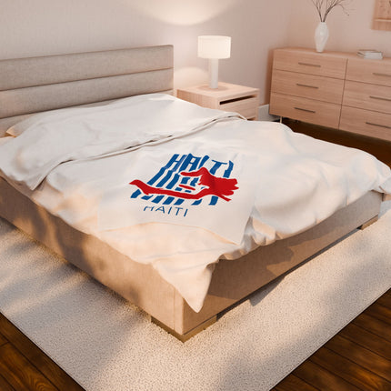 Haiti Identity Mark Velveteen Plush Blanket Modern Minimalist Diaspora Pride Design - CreoleSizzle