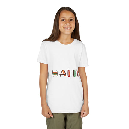 Haitian Pride Youth T-Shirt Kids Short Sleeve Graphic Tee Cultural Roots & Heritage Apparel Summer Vacation Shirt