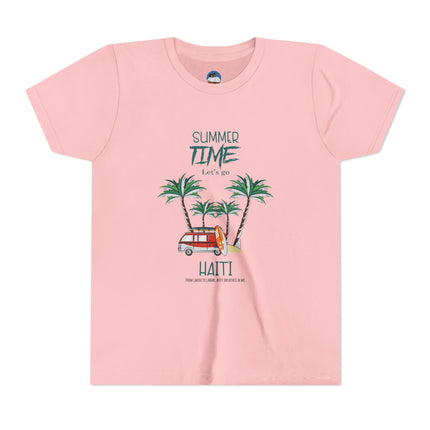 Summer Adventure Youth Tee Haiti Vacation Edition Kids Short Sleeve Shirt Caribbean Pride Apparel