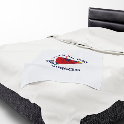 Tropical Vibes Hibiscus Premium Plush Blanket Caribbean Summer Haitian Coastal Spirit - CreoleSizzle