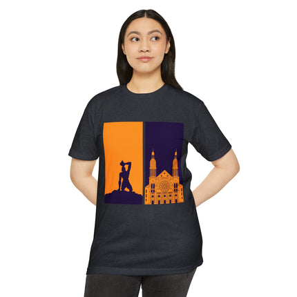 The Dual Heritage Tee Marron & Cathedral Reflection Haitian Identity Series Unisex CVC Jersey T-Shirt