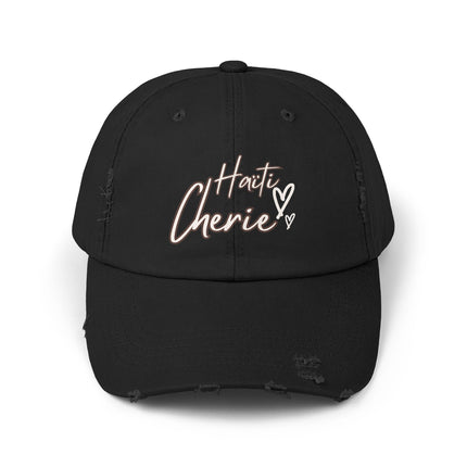 Haiti Cherie Distressed Cotton Hat – Celebrate Haitian Pride in Style - CreoleSizzle