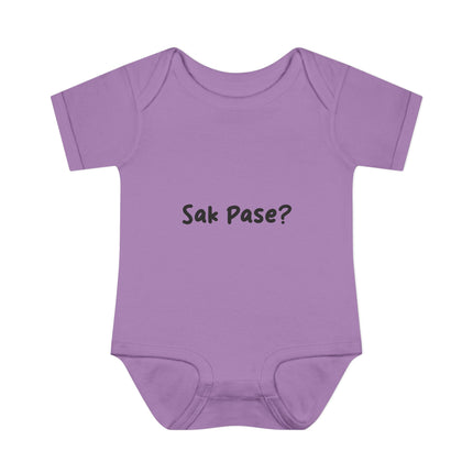 Baby Bodysuit with “Sak Pasé?” Design Soft Cotton Infant Outfit, Cultural Baby Gift for Showers, Birthdays & Family Photos