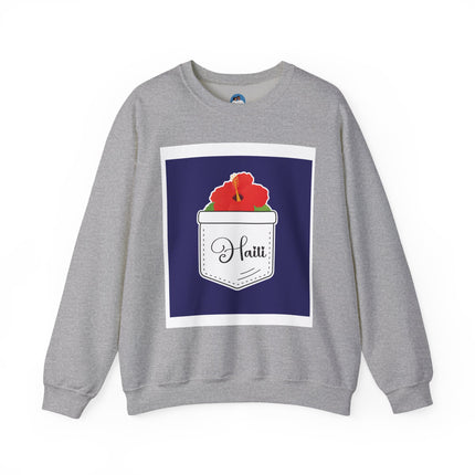 Haiti with Hibiscus Tropical Identity Sweatshirt Creole Heritage Series Unisex Premium Crewneck