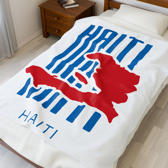 Haiti Identity Mark Velveteen Plush Blanket Modern Minimalist Diaspora Pride Design - CreoleSizzle