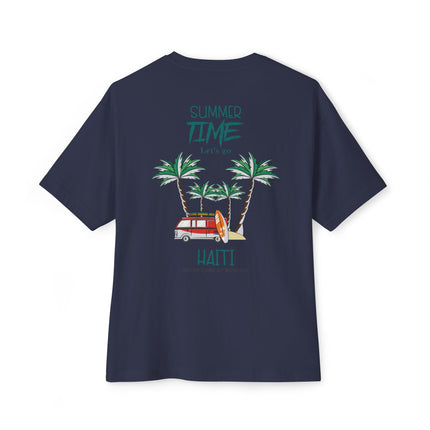 Summer Time Haiti Tropical Tap-Tap Oversized Tee Caribbean Vibes Collection Unisex Relaxed Fit Haitian Street Vibes Graphic on Back