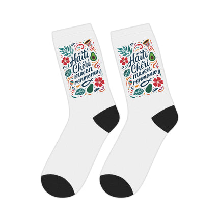 Haiti Chéri Mwen Renmenw Limited Heritage Mid Length Socks Love Letter to the Homeland