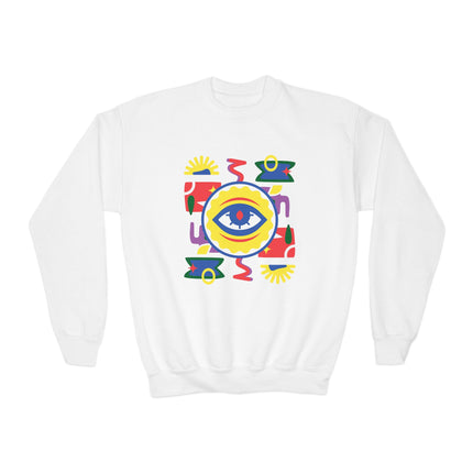 The Guardian’s Eye Afro-Haitian Creole Sweatshirt Youth Cultural Pride Series Kids’ Premium Crewneck