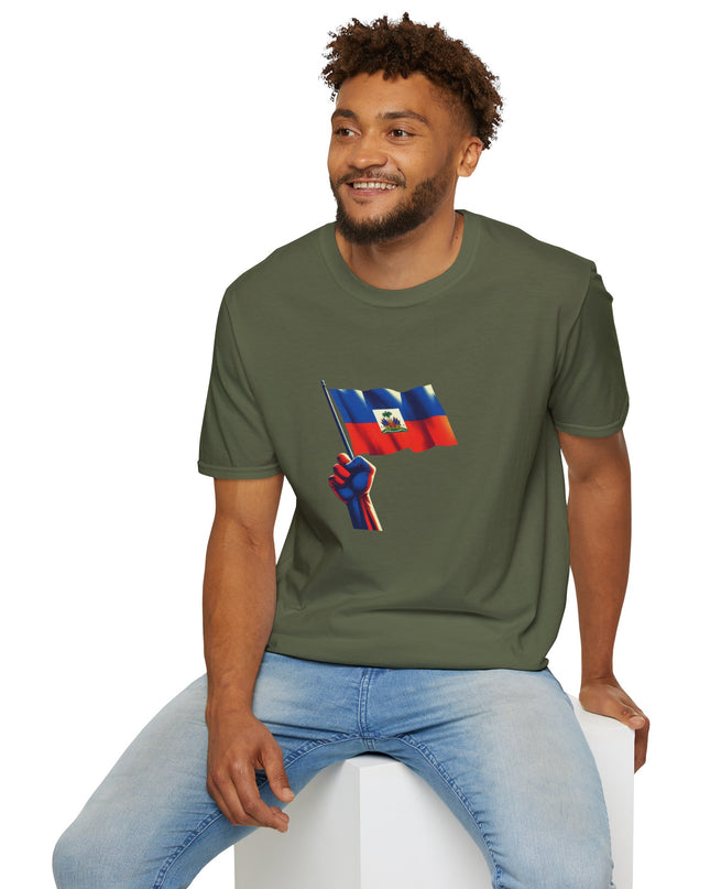 Flag Raised, Fist High — Haitian Pride Sweatshirt | Revolutionary Symbol Apparel, Heritage Crewneck, Black Empowerment Unisex T-Shirt