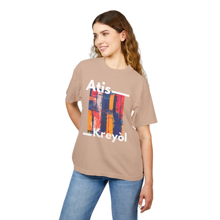 Atis Kreyòl Artistic Haitian T-Shirt Celebrate Haitian Creativity Bold Cultural Fashion Durable and Stylish Unisex Urban Heavy Tee - CreoleSizzle