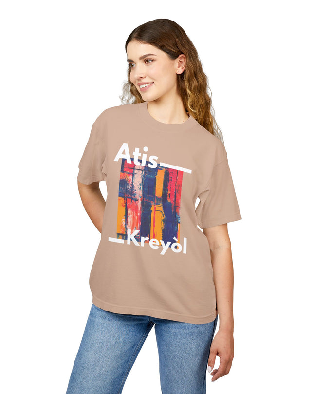 Atis Kreyòl Artistic Haitian T-Shirt Celebrate Haitian Creativity Bold Cultural Fashion Durable and Stylish Unisex Urban Heavy Tee - CreoleSizzle