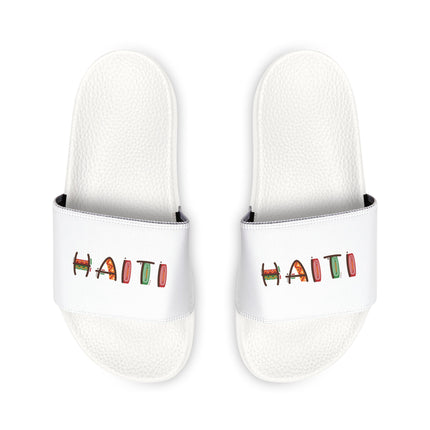 Haiti Pride Slide Sandals Minimalist Heritage Edition - CreoleSizzle