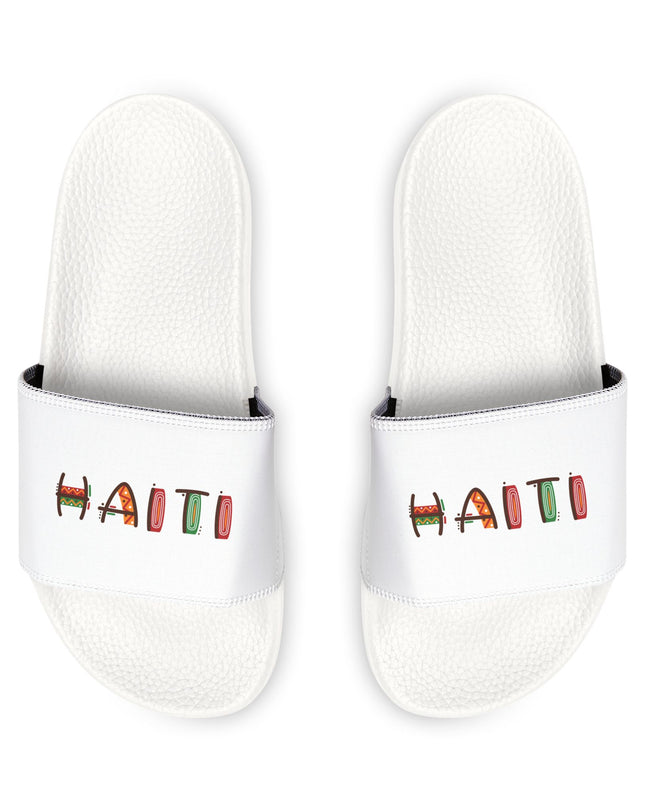 Haiti Pride Slide Sandals Minimalist Heritage Edition