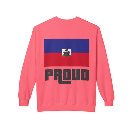 Proud Haitian Flag Street Style Crewneck Sweatshirt Unisex Midweight Fleece Cultural Pride & Heritage Apparel
