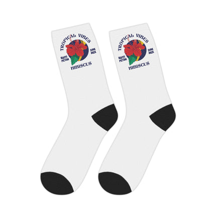 Tropical Vibes Hibiscus Limited Caribbean Edition Mid Length Socks Heritage Summer Drop