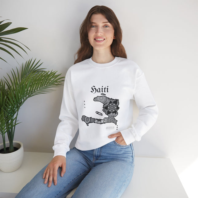 Haiti Map Sweatshirt - Mandala Island Design - Haitian Pride Apparel - Caribbean Cultural Heritage Pullover - Unisex Hoodie - CreoleSizzle