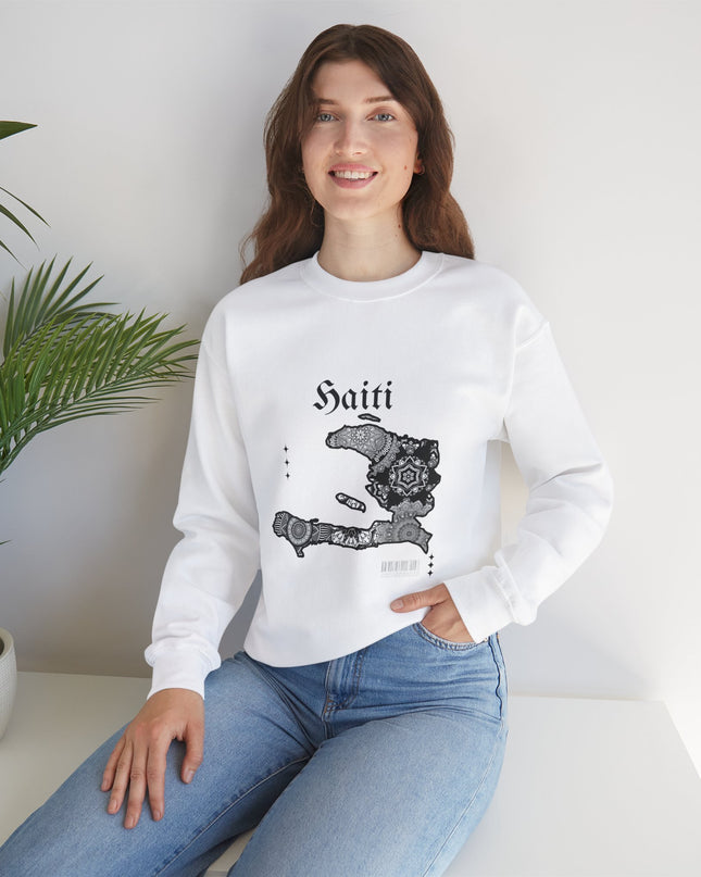 Haiti Map Sweatshirt - Mandala Island Design - Haitian Pride Apparel - Caribbean Cultural Heritage Pullover - Unisex Hoodie - CreoleSizzle