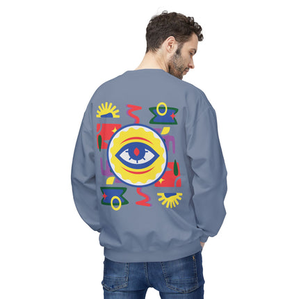 The Watchful Eye Spiritual Legacy Sweatshirt Afro-Haitian Heritage Series Unisex Midweight Fleece Crewneck