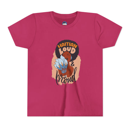 Haitian Loud & Proud Youth T-Shirt Cultural Pride Kids Tee Empowering Heritage Wear, Unique Gift for Kids, Casual Wear
