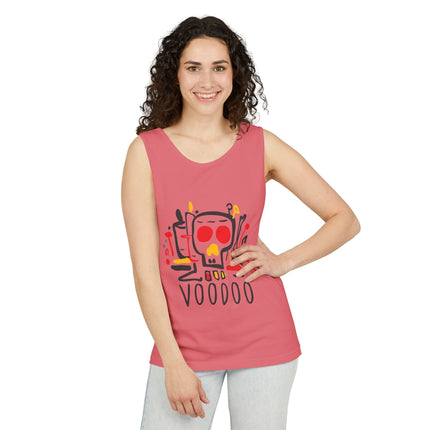 Vodou Inspired Skull Graphic Tank Top Unisex Festival Shirt Spiritual Tribal Design Halloween & Summer Celebration Wear