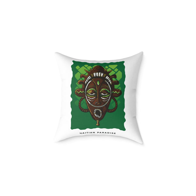 Haitian Paradise Ancestral Mask Pillow Limited Spirit Edition Afro-Caribbean Decor - CreoleSizzle