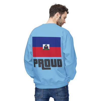Proud Haitian Flag Street Style Crewneck Sweatshirt Unisex Midweight Fleece Cultural Pride & Heritage Apparel