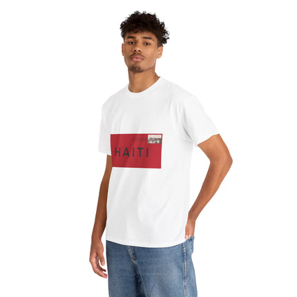 Haiti Postage Stamp Tee  Red & Black Seal of Origin Design Unisex Cultural Pride Shirt, Diaspora Connection & Streetwear Style