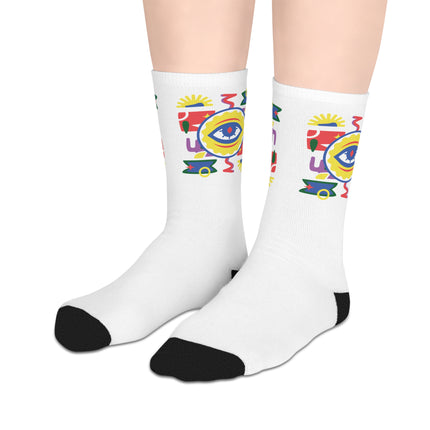 Eye of the Ancestors Limited Heritage Mid Length Socks Spiritual Afro Haitian Design