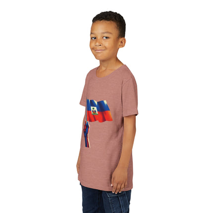Haitian Flag Youth T-Shirt Patriotic Kids Graphic Tee Cultural Heritage Apparel Haiti Pride Celebration Shirt