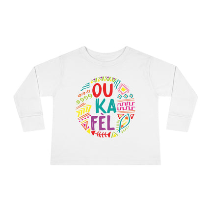 Ou Ka Fè’l Toddler Long Sleeve Tee Colorful Motivational Haitian Kids Shirt Inspirational Creole Graphic Unisex Soft Cotton