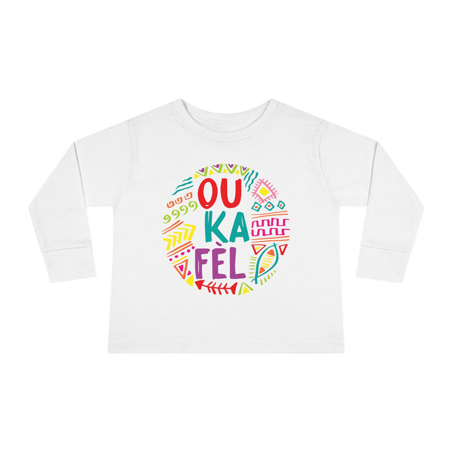 Ou Ka Fè’l Toddler Long Sleeve Tee Colorful Motivational Haitian Kids Shirt Inspirational Creole Graphic Unisex Soft Cotton