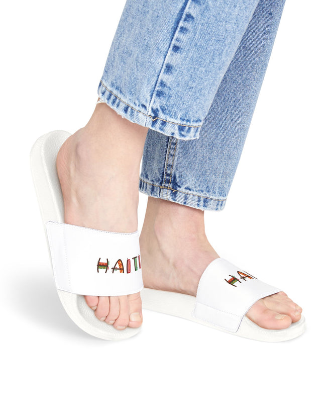 Haiti Pride Slide Sandals Minimalist Heritage Edition