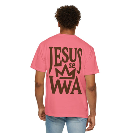 Jezi se Wa Jesus is King Unisex Garment-Dyed T-Shirt Haitian Faith & Culture Series, Vintage Style Tee Haitian Street Vibes Graphic on Back