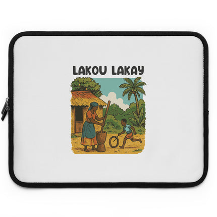 Lakou Lakay Haitian Village Scene Heritage Laptop Sleeve Limited Cultural Memory - CreoleSizzle