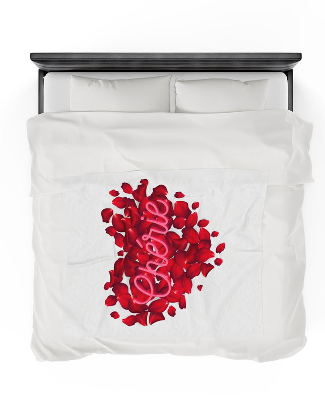 Chérie Rose Petal Velveteen Blanket Romantic Valentine's Day Gift | Haitian-Inspired Home Decor Velveteen Plush Blanket - CreoleSizzle