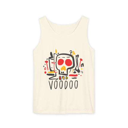 Vodou Inspired Skull Graphic Tank Top Unisex Festival Shirt Spiritual Tribal Design Halloween & Summer Celebration Wear