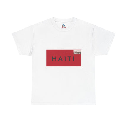 Haiti Postage Stamp Tee  Red & Black Seal of Origin Design Unisex Cultural Pride Shirt, Diaspora Connection & Streetwear Style