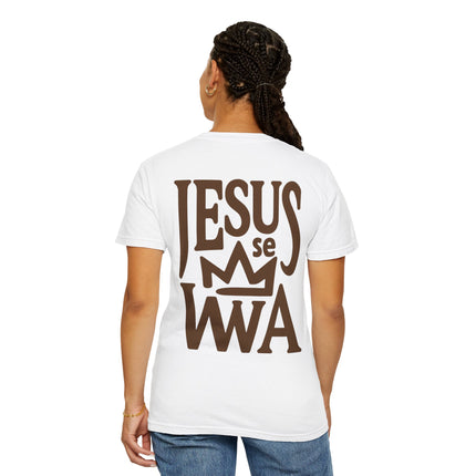 Jezi se Wa Jesus is King Unisex Garment-Dyed T-Shirt Haitian Faith & Culture Series, Vintage Style Tee Haitian Street Vibes Graphic on Back