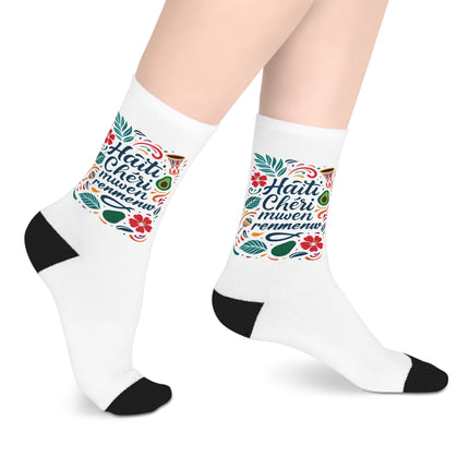Haiti Chéri Mwen Renmenw Limited Heritage Mid Length Socks Love Letter to the Homeland