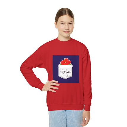 Haiti Hibiscus Youth Crewneck Sweatshirt Cozy Floral Haitian Pride Pullover Unisex Kids Spring Fashion Cultural Heritage Design