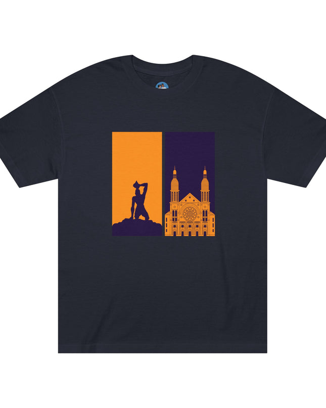 Ayiti Doubled: Shadowed Legacy Sweatshirt | Dual Heritage Graphic, Haitian Roots Apparel, Cityscape Adventure Unisex Tee