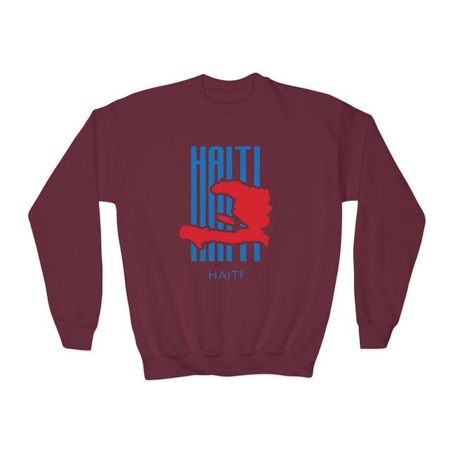 Bold Identity Haiti Youth Crewneck Sweatshirt Haitian Pride Series Youth Premium Crewneck Casual Fashion, Gift for Teens