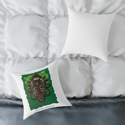 Haitian Paradise Ancestral Mask Pillow Limited Spirit Edition Afro-Caribbean Decor - CreoleSizzle