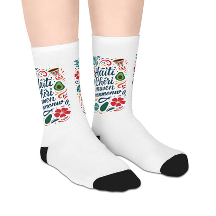 Haiti Chéri Mwen Renmenw Limited Heritage Mid Length Socks Love Letter to the Homeland